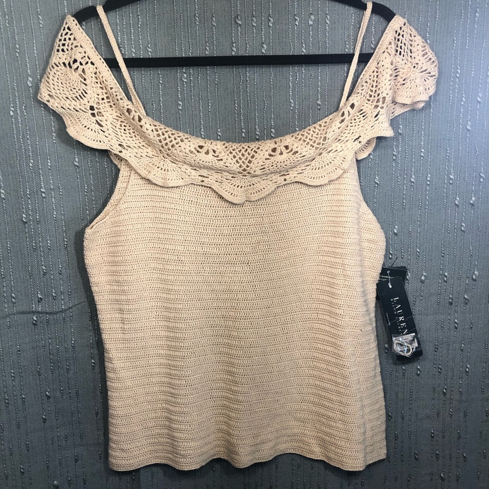 NWT Ralph Lauren Crocheted off shoulder tank - Size Large